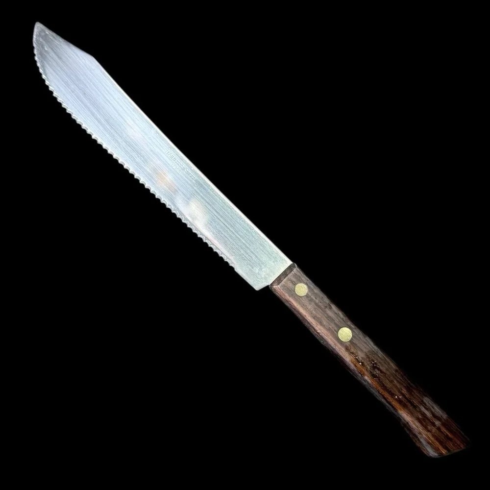 Serrated Butcher‎ Knife Stainless Steel Japan Wood Handle